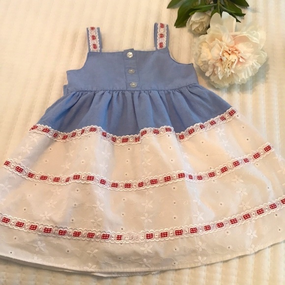 B.T. Kids Chambray Blue with White Eyelet Dress Size 24 Months - Picture 8 of 8